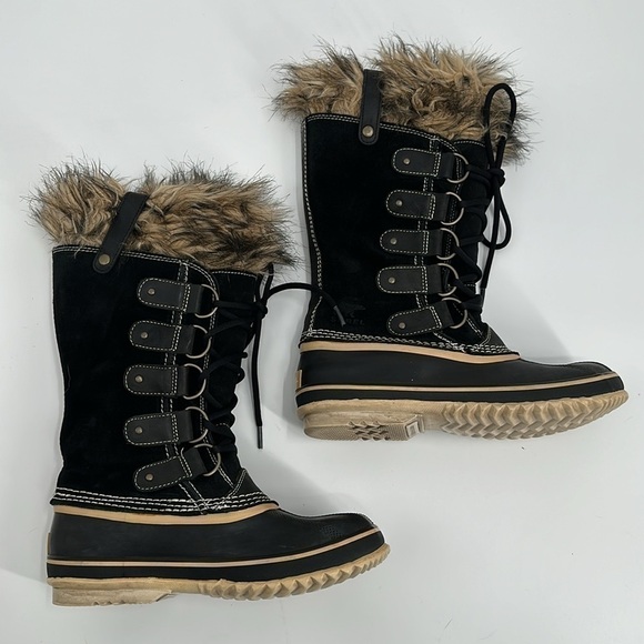 Sorel Black Suede Joan of Arctic Fuzzy Lined Boot Size 8 - Picture 7 of 10